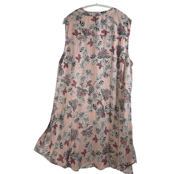 Fever plus size 3x sleeveless pink mini dress tunic Aline floral lightweight NEW - Picture 2 of 14